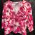 Vintage White Pink Orange Watercolor Abstract Floral Cardigan Size L 1 thumbnail