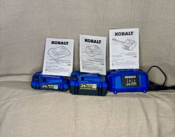 NEW KOBALT 24 -Volt 2 -Pack Lithium 2 Ah 4 Ah Battery & Charger 1