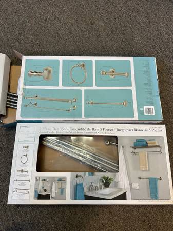 🛁 Sheffield Home 5-Piece Bath Set – Brushed Nickel Finish (2 Boxes Clearanc 1