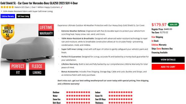 Car Cover for Mercedes Benz GLA 250 1