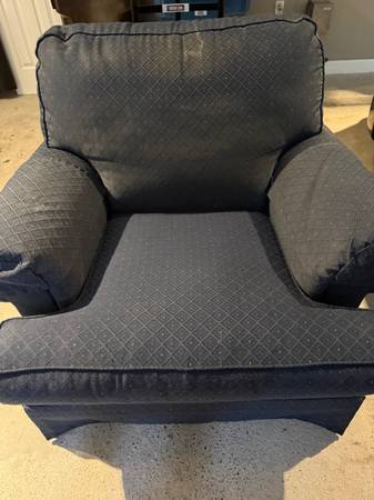 Clayton Marcus Oversized Armchair with Matching Ottoman – Navy Pattern 1