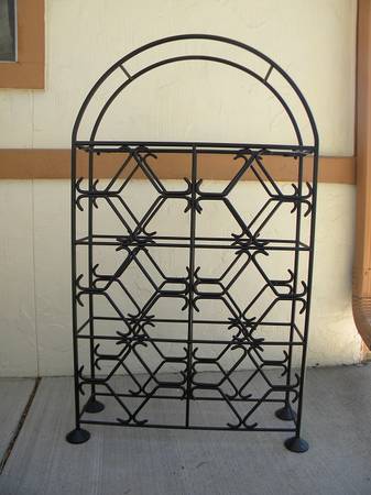 DECORATIVE DESIGN HEAVY METAL WINE RACK/GLASS TOP SHELF 1