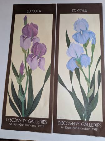 2 FLOWER PRINTS - BEARDED IRIS - ED COTA 1