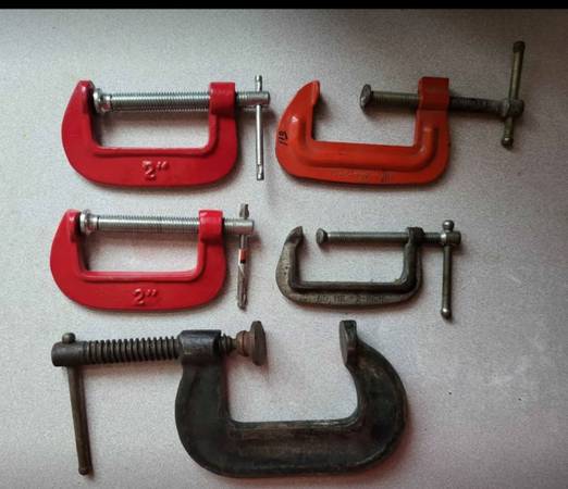 Lot of 5 C-Clamps – Assorted Sizes (2" to 6") 1