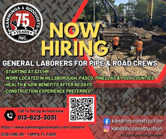 Construction Laborers Needed - K&R 1