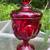Viking Art Glass MCM Six Petal Ruby Red Candy Jar and Cover 2 thumbnail