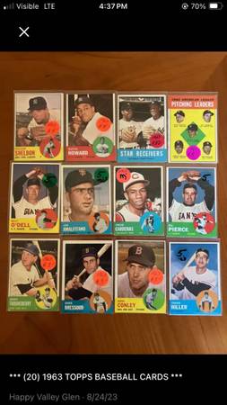 🍺 (20) 1963 TOPPS BASEBALL CARDS 🍺 1