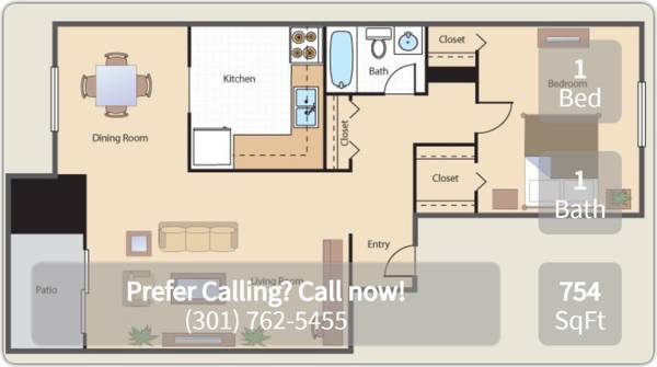 $1,585 / 1br - 754ft2 - ¡Vida asequible! Plano de 1 dormitorio / 1 baño que se ajusta a tu presupuesto (Rockville)63822604654721121