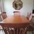 Solid oak trestle dining table and 6 chairs 4 thumbnail