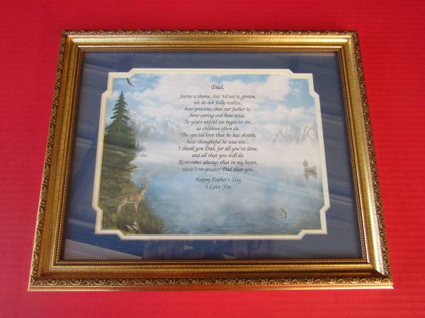 FRAMED PRINT POEM DAD HAPPY FATHER'S DAY I LOVE YOU 13" x 16" PRINT 1