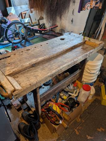 Very old leather working table 1