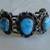Vintage Native American Silver Turquoise Cuff Bracelet Handmade 5 Stns 4 thumbnail