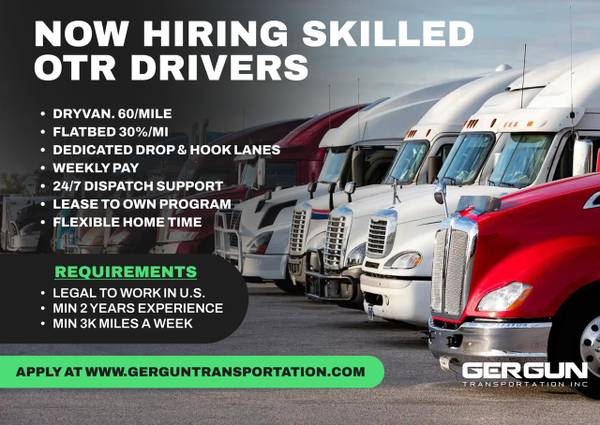 Class A OTR Dry Van Drivers Needed - Drop and Hook Available 1