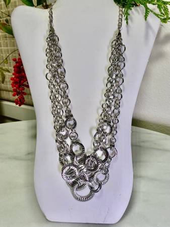 1, 2 or 3 Strand Necklaces Infinity Clasp All Rhodium Plated 1