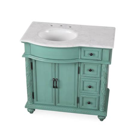 G2190 - Vano de baño vintage verde de 36" con lavabo individual, encimera de piedra - $540 (Stockton)63471028075267121