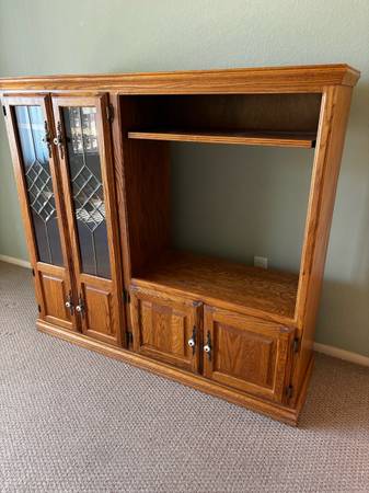 Solid Oak Entertainment Armoire 1