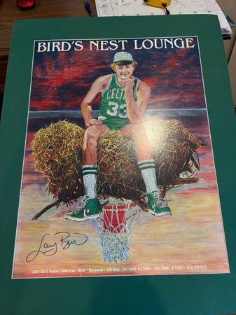 Larry Bird autographed birds nest lounge art print 1988 22” x 28” 1