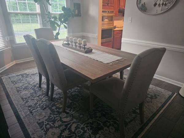 Dining room table with chairs and credenza 1
