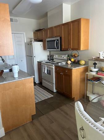 Fully furnished with a new Queen size bed, small cabinet and bathroom 1