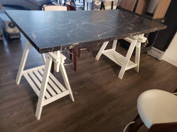 Like New Tabletop/Countertop - 72" x 36" Black Marbled Laminate 1