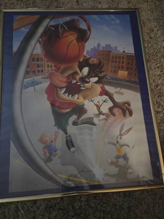 Framed Tasmanian devil looney tunes basketball poster 1