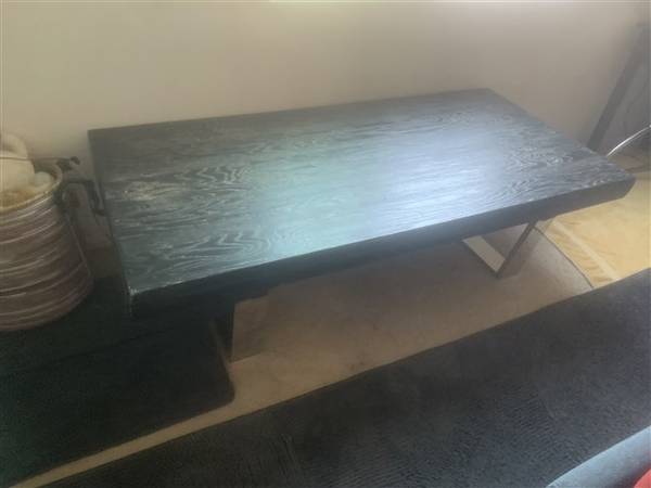 Solid Black wood coffee table with silver chrome legs 1