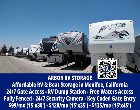 $135 $135 (Espacio de 15'x45') Almacenamiento seguro para RV, remolques y barcos (Homeland/Menifee)64028081616129120