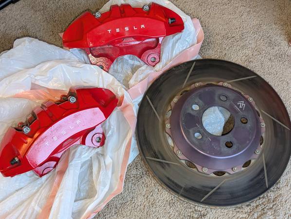 Tesla model 3 performance brake calipers +MPP Page Mill 2 piece rotors 1