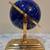 VINTAGE BLUE LAPIS GEMSTONE GLOBE ON REVOLVING BRASS BASE WITH COMPASS 4 thumbnail