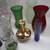 GLASS & CERAMIC FLOWER/BUD VASE BUNDLE: CLEAR GREEN RED BLUE GOLDEN 4 thumbnail