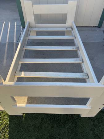Solid Wooden Bed Frame - Off-White / Cream [Twin / Full Size] - $ 50 1