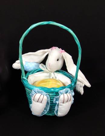 Small Wicker Basket w/ Easter Bunny & Eggs 1