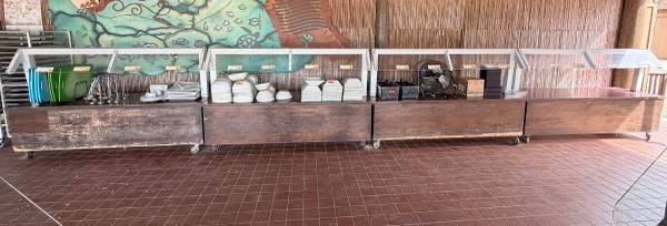 AUCTION Qty 4 Mobile Buffet or Condiment Bar Sections w/ Sneeze Guard 1