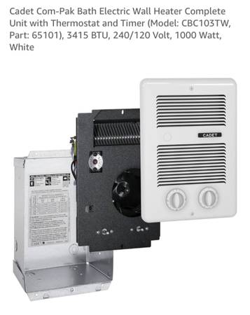 Wall heater for bathroom 1000 W 1