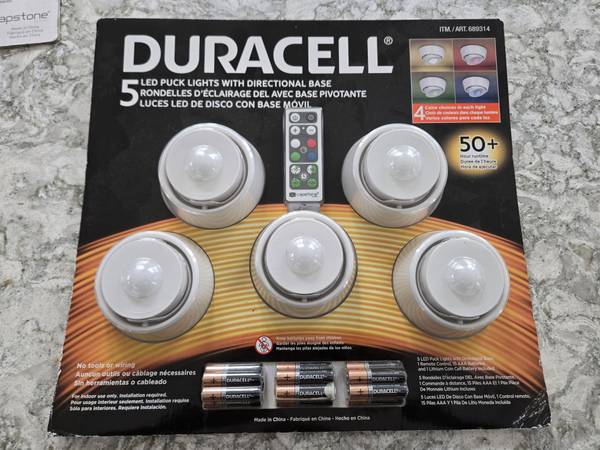 NEW! LED Puck Lights, 5, Directional Base, remote&batteries included 1