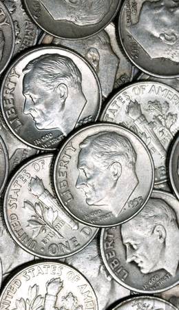 90% silver Roosevelt dimes at spot price 1