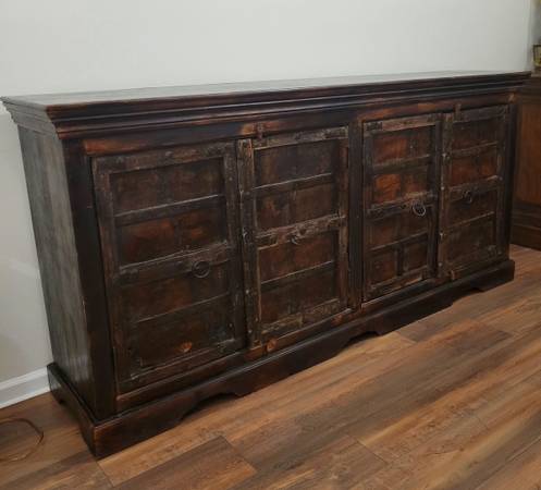 Antique solid Rustic handcrafted wood buffet cabinet 1