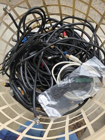 Basketful of misc audia/video/phone cables 1
