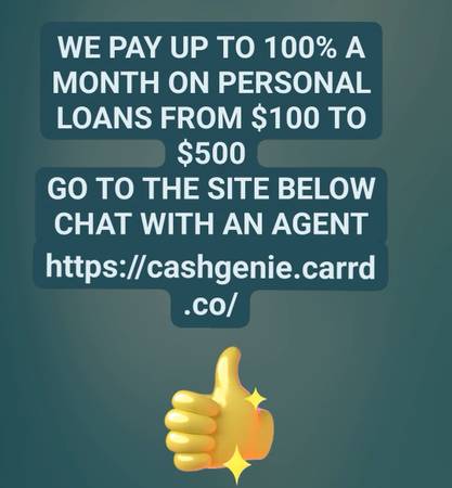 GET PAID UP TO 100% ON PERSONAL LOANS FROM $100 TO $500 1