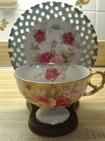 Vintage Royal Halsey Tea Cup and Saucer Iridescent - antiques - by