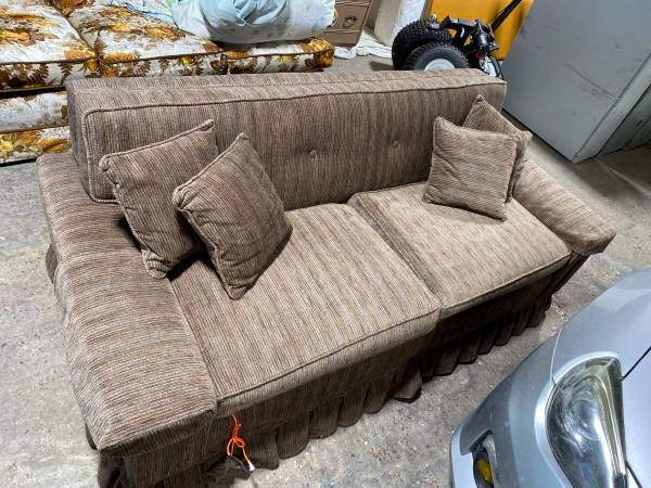 Brown striped sofa sleeper 1