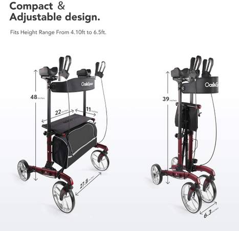 OasisSpace Rollator Walker, Tall Folding Rollator Walker 1