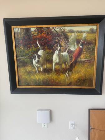 ART, Pointers & Pheasant Oil Painting 1