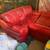 Custom red leather couch and loveseat 2 thumbnail