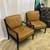 Genuine Brown Leather Wood Frame Armchairs Pair of 2 Accent Armchair 3 thumbnail