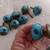 8 VINTAGE BLUE CERAMIC & BRASS DRAWER PULLS 2 thumbnail