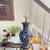 Beautiful Cobalt Blue Mid Century Lamp with Cherry Blossom design 31” 12 thumbnail