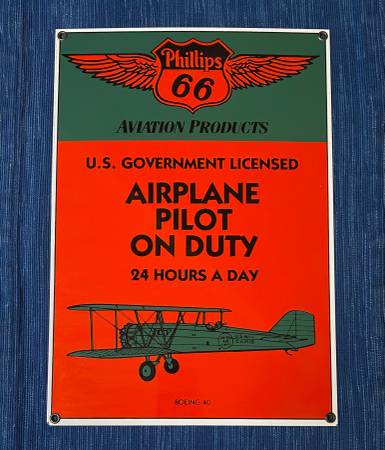 Phillips 66 Ande Rooney Porcelain Sign Aviation Boeing 40 Airplane 1