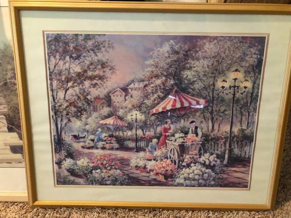 Home decor framed art - Floral cart flowers garden 1
