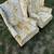 Pair of Vintage gold velvet wingback chairs 3 thumbnail